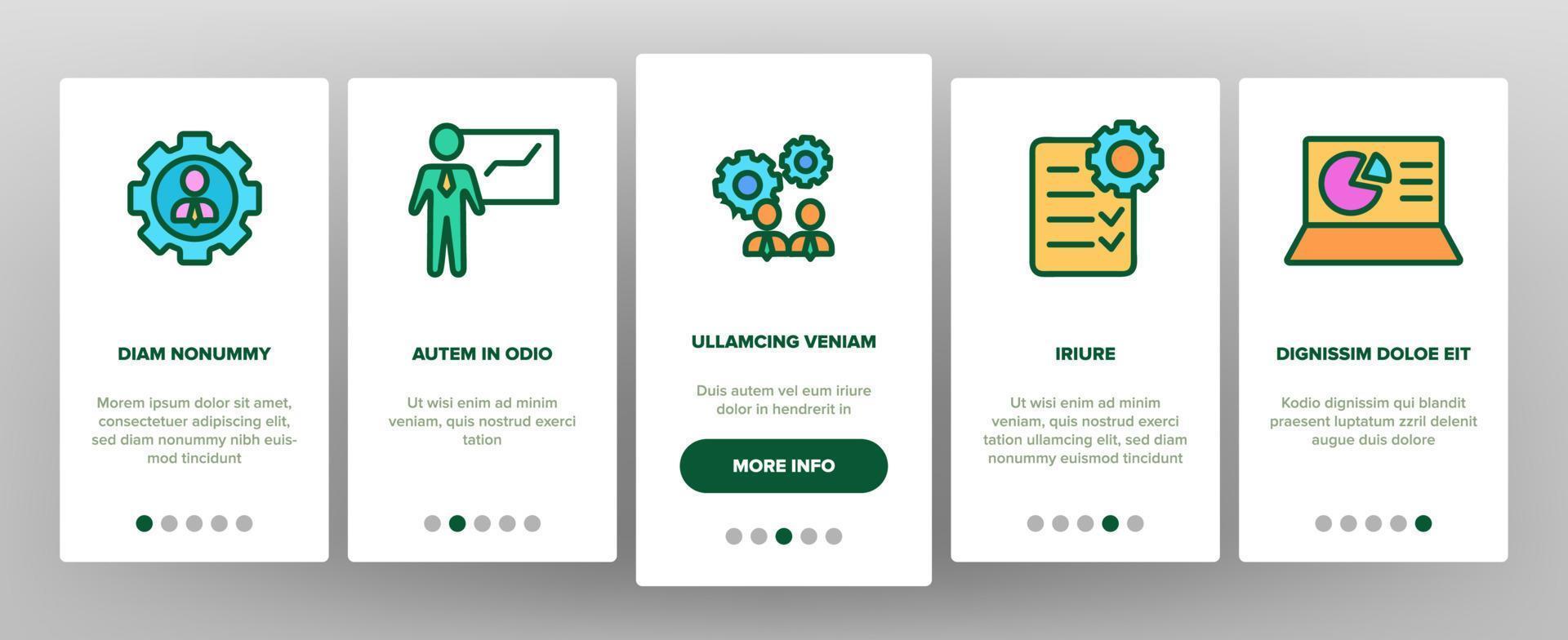 Management Onboarding Elements Icons Set Vector