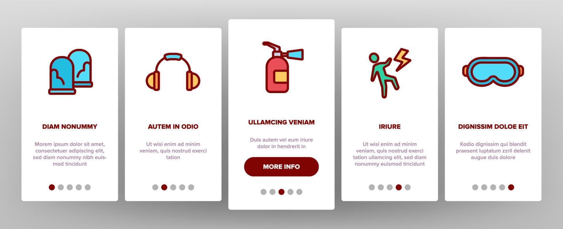 Safety Work Elements Icons Onboarding Set Vector