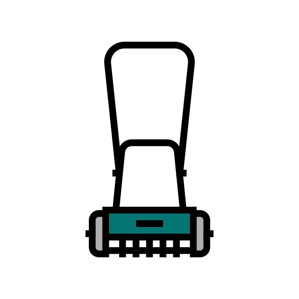 lawn mower with rotary roller color icon vector illustration