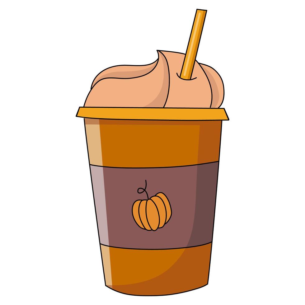 Coffee cup vector illustration isolated on background. Plastic coffee cup with hot coffee in cartoon style.