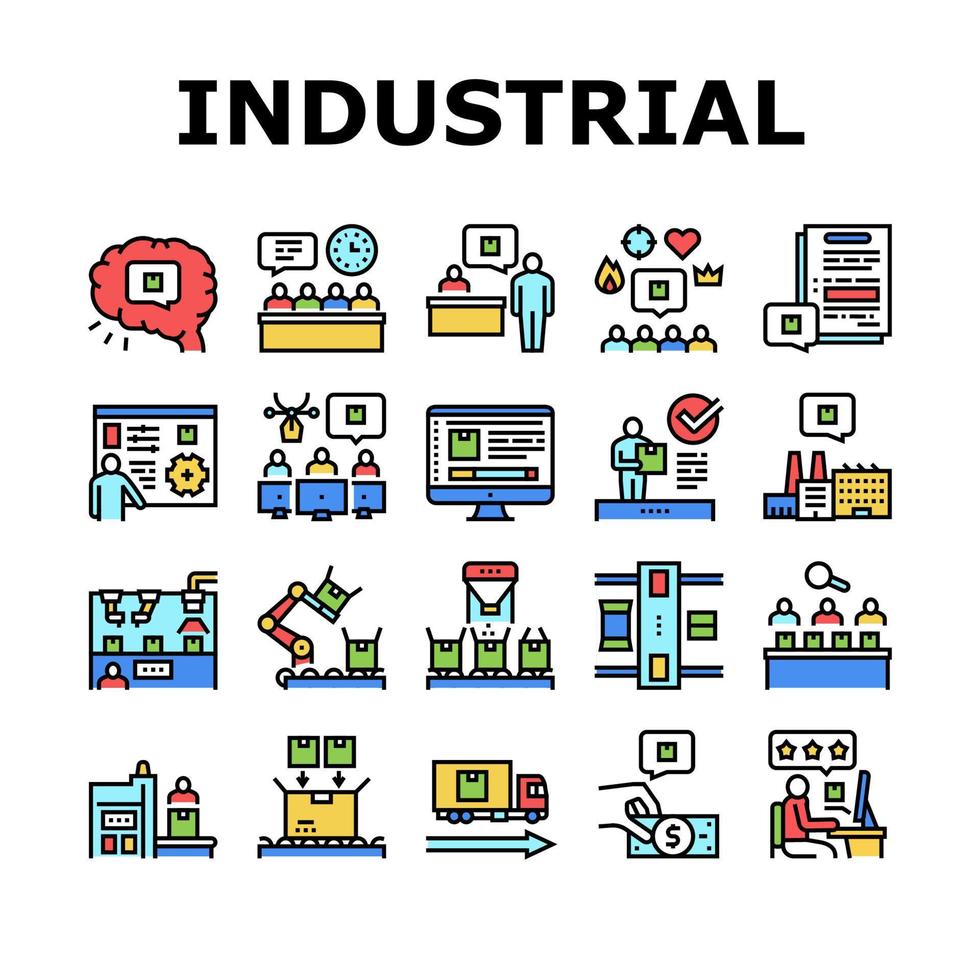 conjunto de iconos de colección de procesos industriales vector