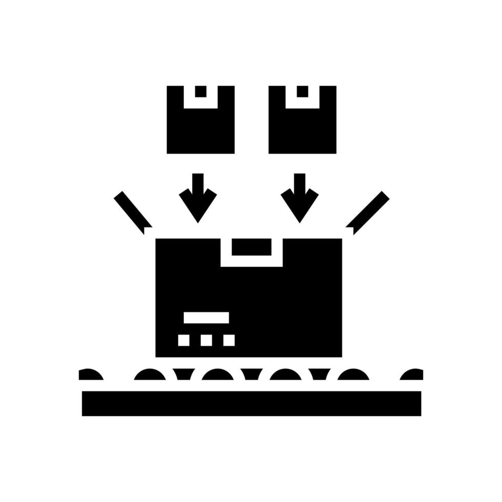 filled product boxes packing in container glyph icon vector illustration