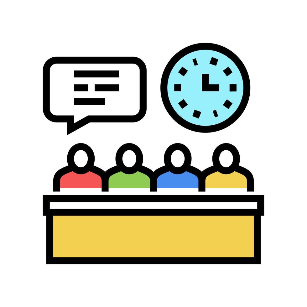 meeting and discussion directors of manufacturing factory color icon vector illustration