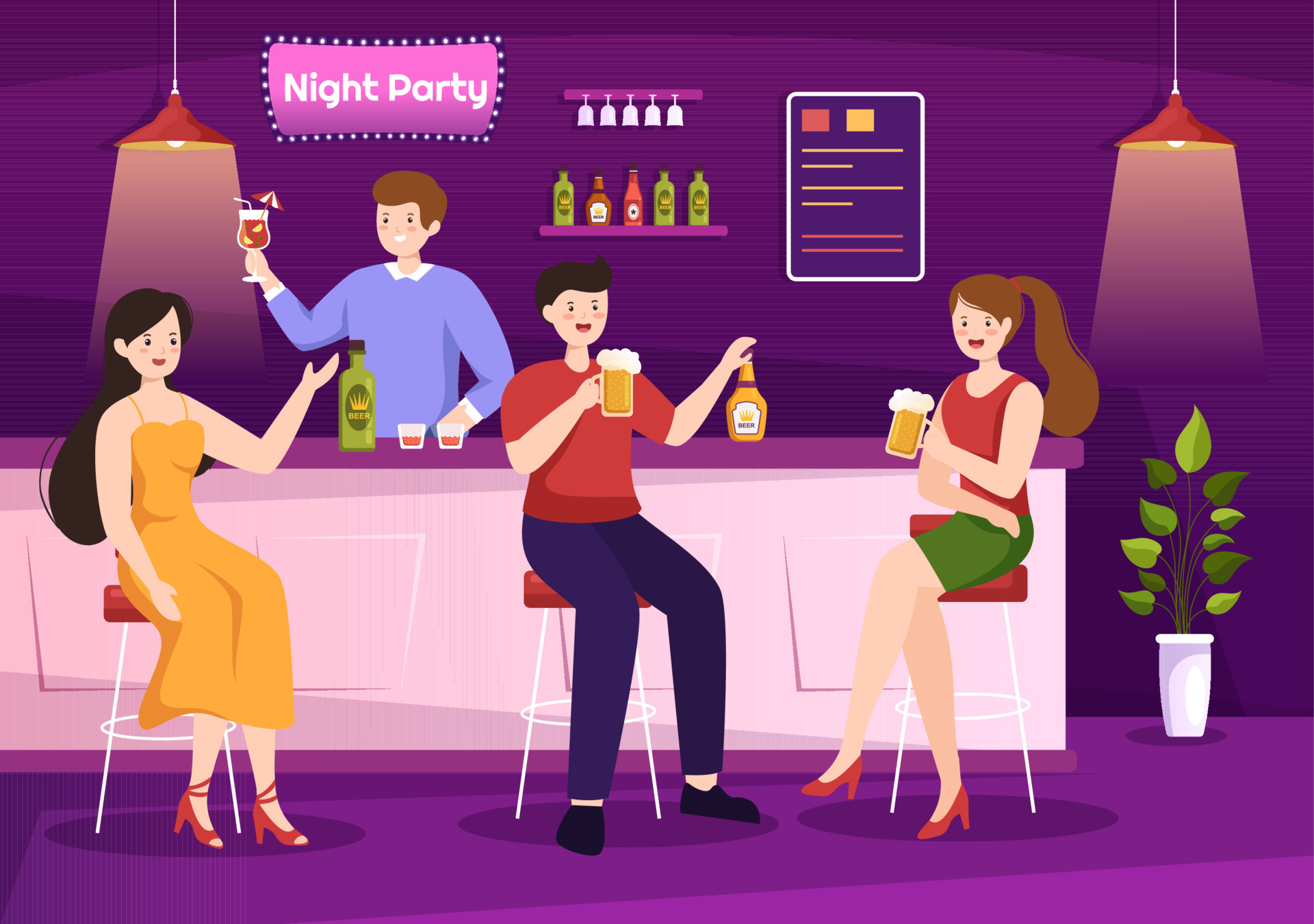 Night Club Cartoon Illustration with Nightlife like a Young People Drink  Alcohol and Youth Dance Accompanied by Dj Music in Spotlight 9998304 Vector  Art at Vecteezy