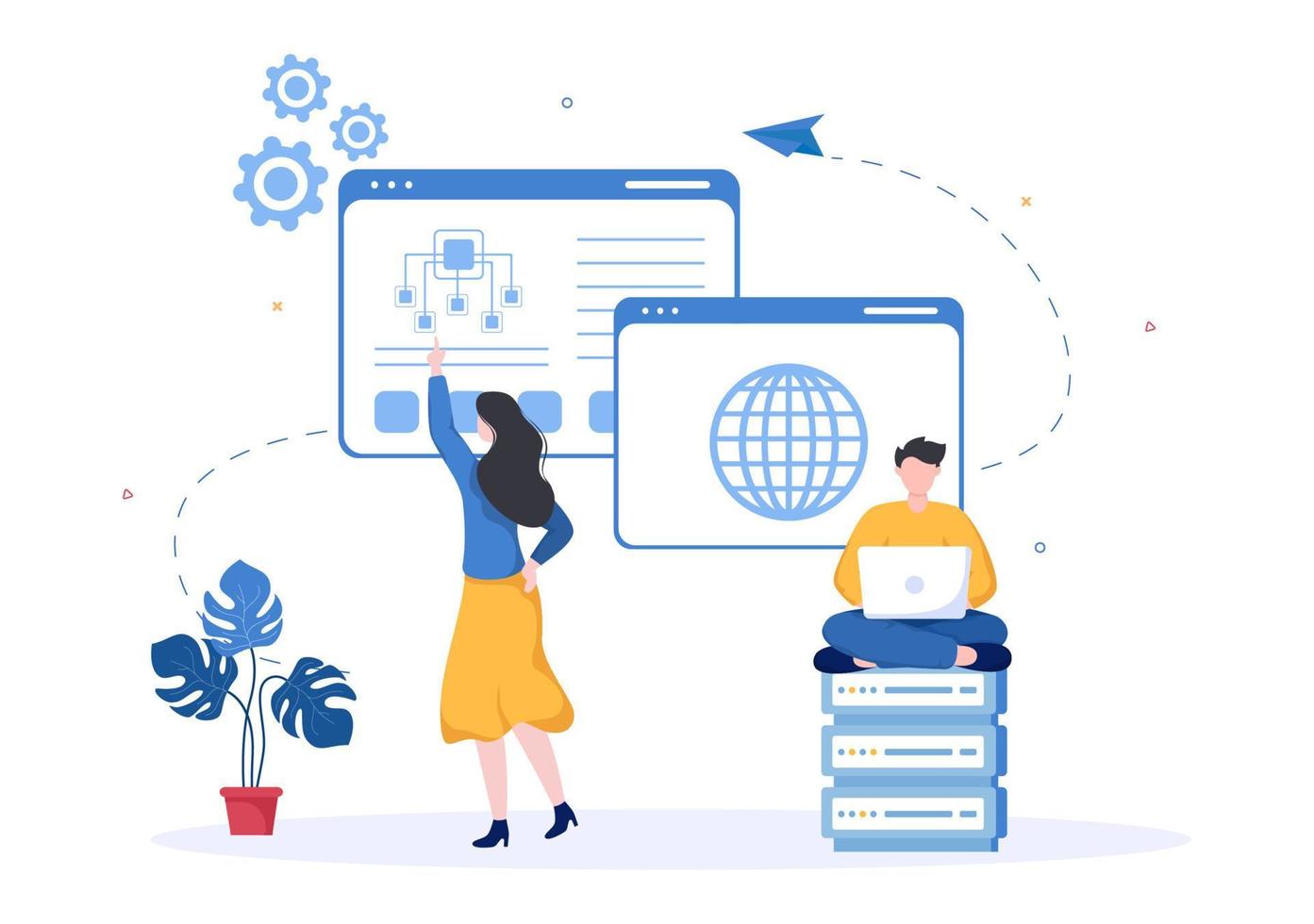 ISP or Internet Service Provider Cartoon Illustration with Keywords and
