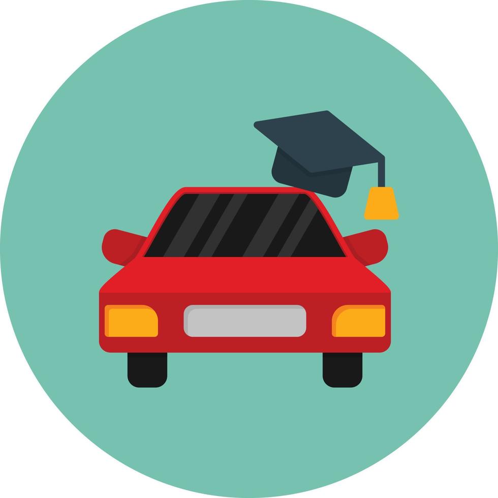 Driving School Flat Circle Multicolor vector