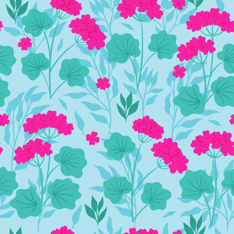 Seamless pattern with geranium flowers. Vector graphics.
