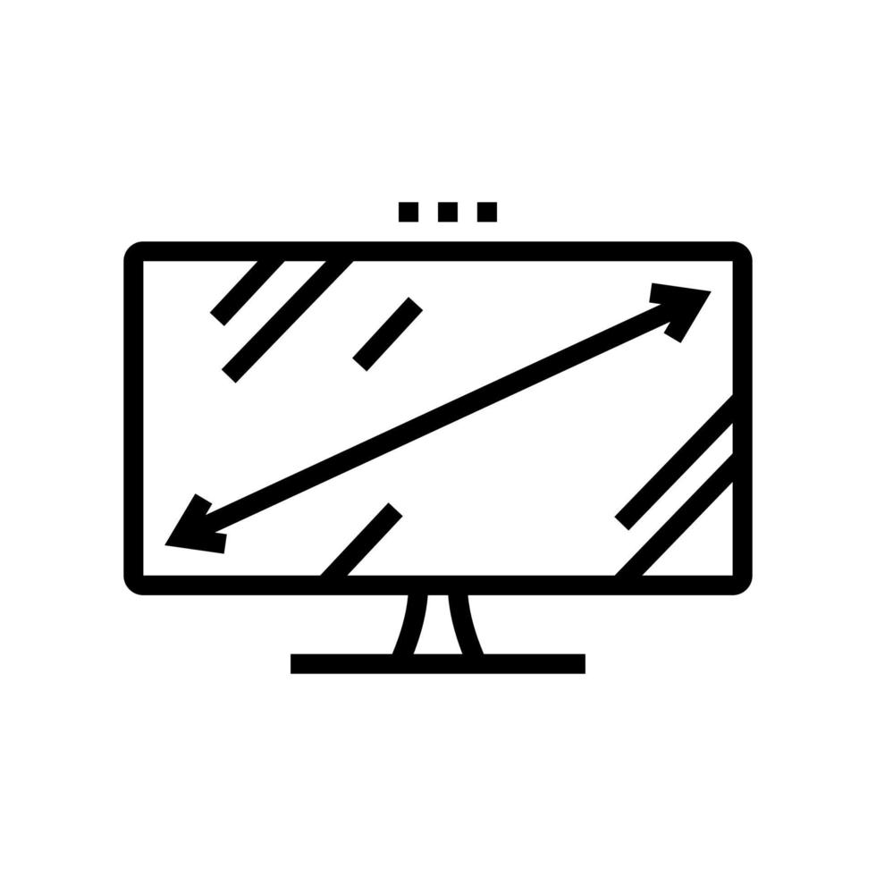 Ilustración de vector de icono de línea de monitor de computadora diagonal