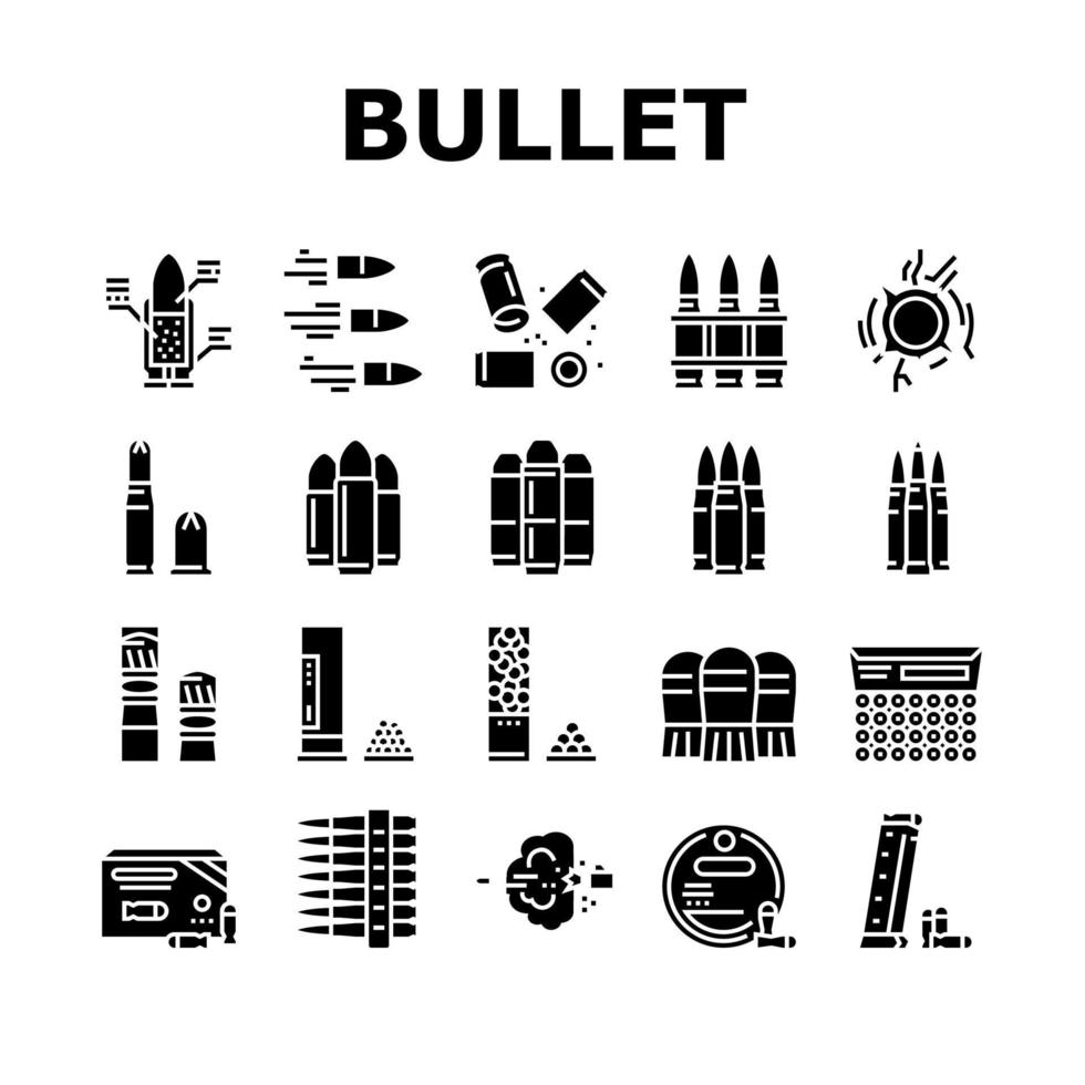 conjunto de iconos de colección de municiones de bala vector