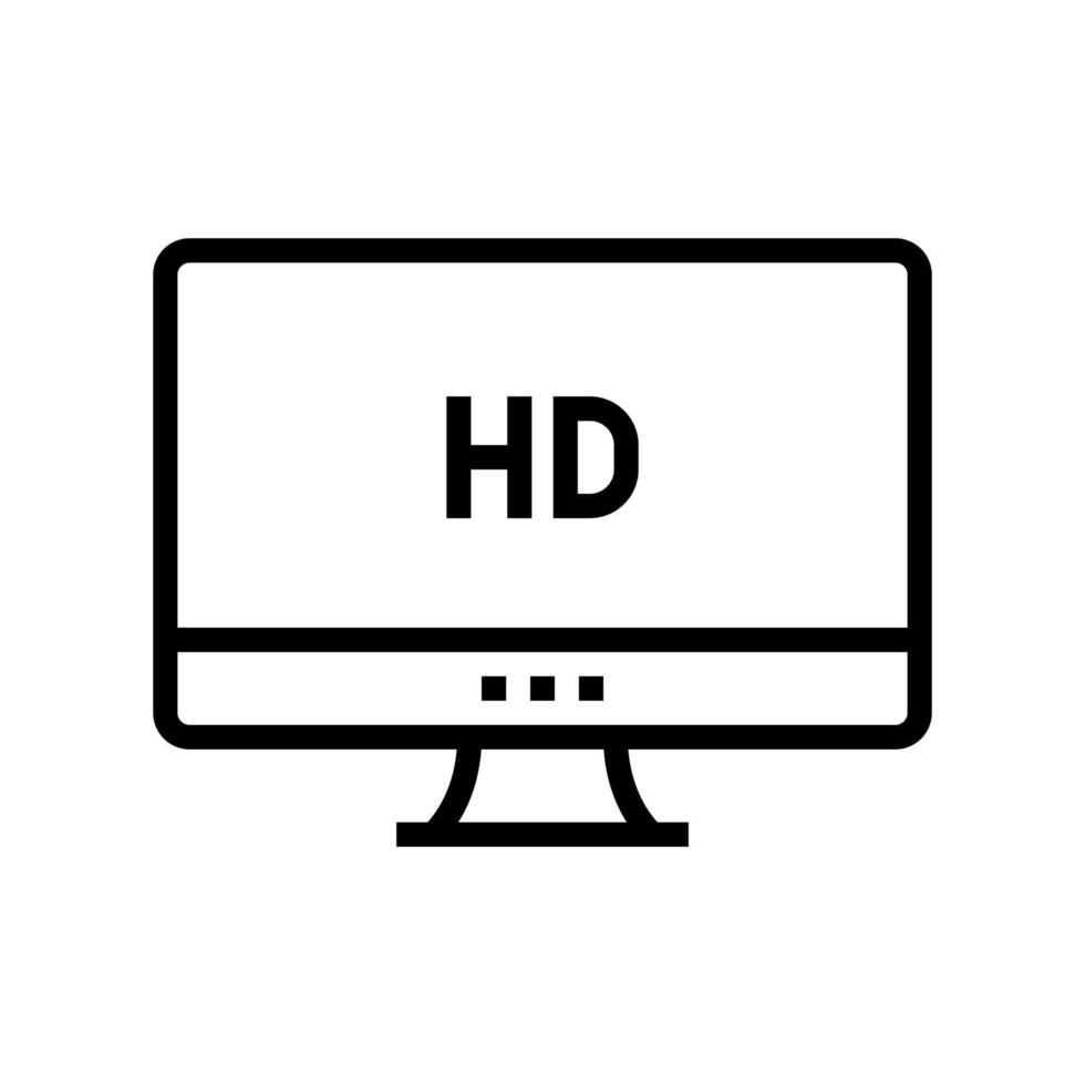 ilustración de vector de icono de línea de pantalla de computadora de resolución hd