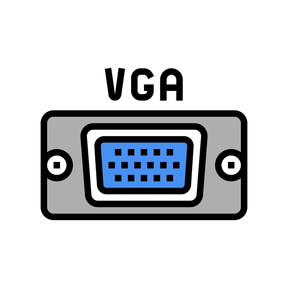 vga computer port color icon vector illustration