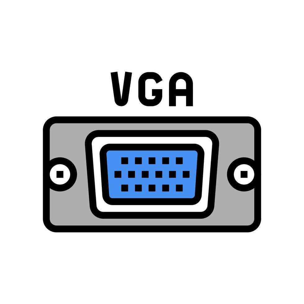 ilustración de vector de icono de color de puerto de computadora vga