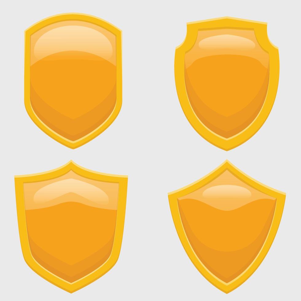 Golden Shield Illustration Set Vector