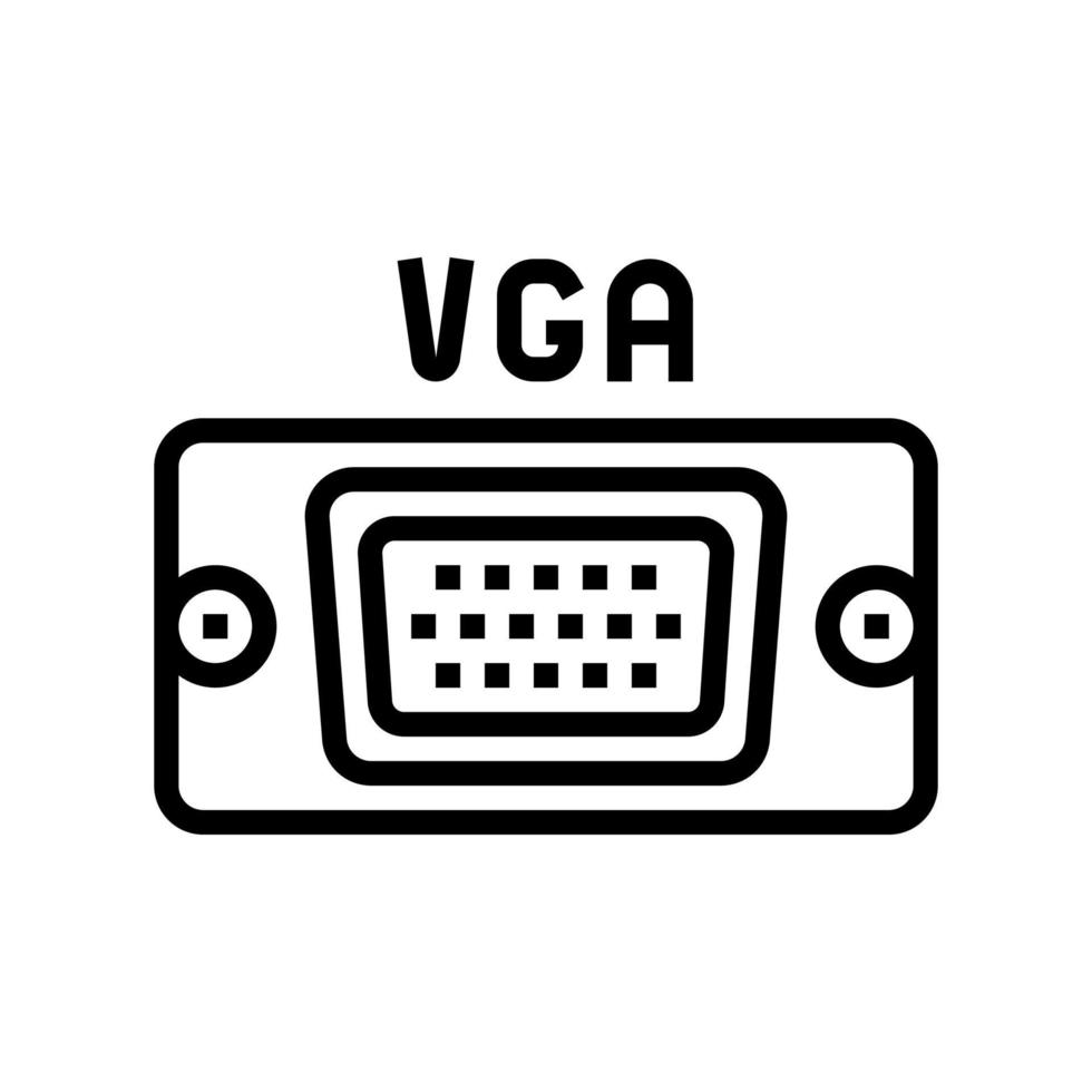 ilustración de vector de icono de línea de puerto de computadora vga