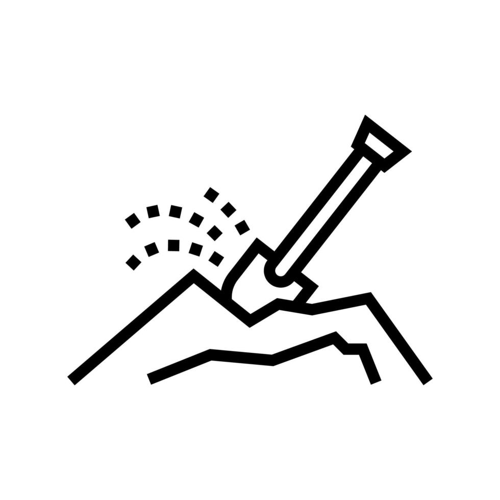 shovel dig hole line icon vector illustration