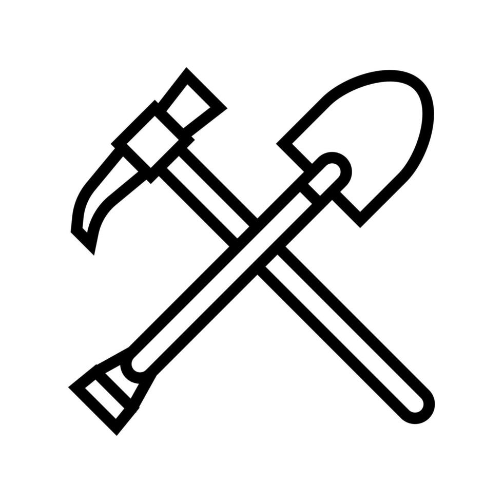 shovel and pickax line icon vector illustration