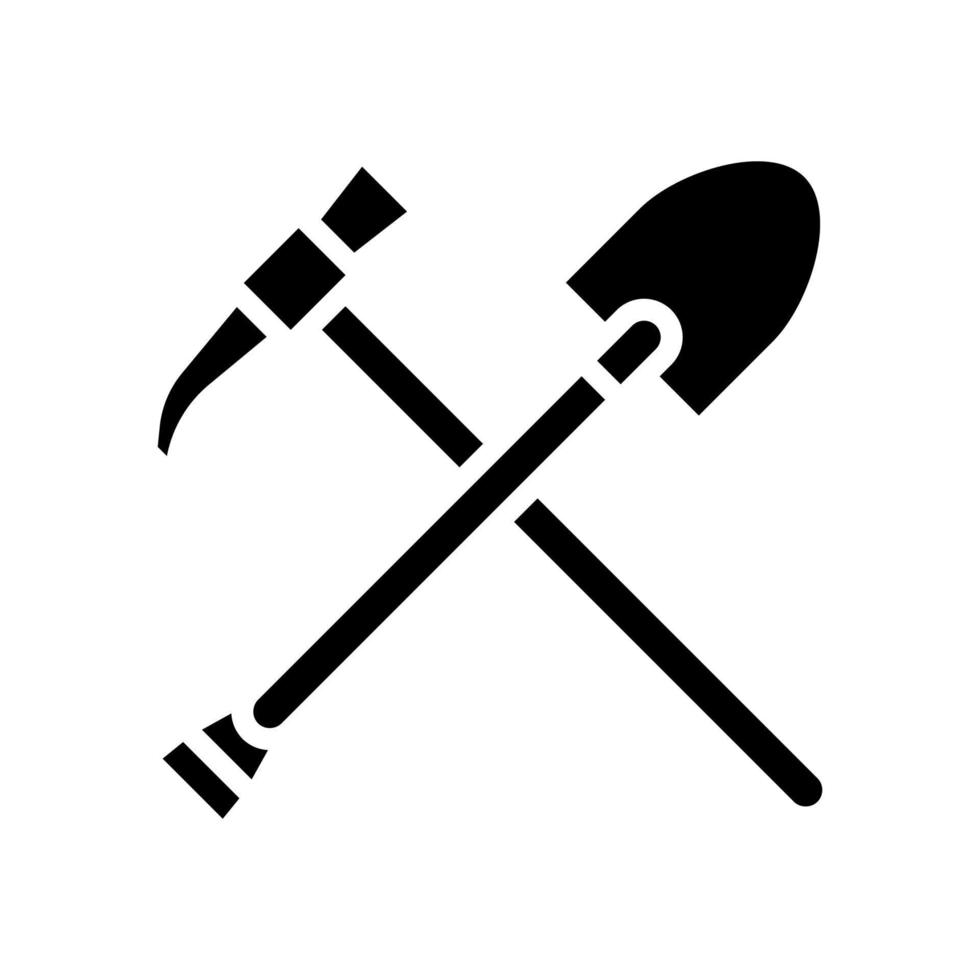 shovel and pickax glyph icon vector illustration