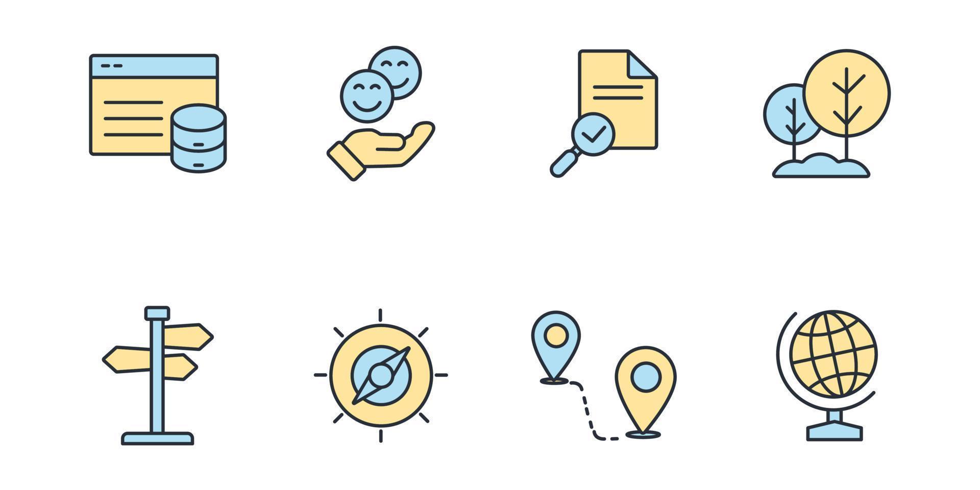 Geocaching icons set . Geocaching pack symbol vector elements for infographic web