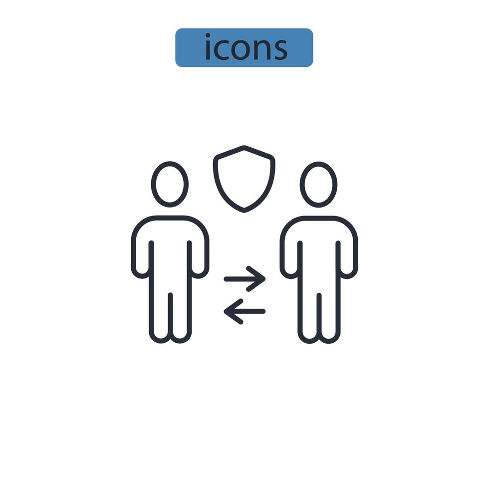 iconos de distanciamiento social simbolizan elementos vectoriales para web infográfica vector