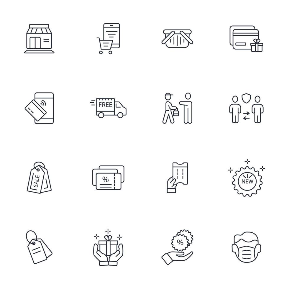 shopping, e-commerce icons set . shopping, e-commerce pack symbol vector elements for infographic web