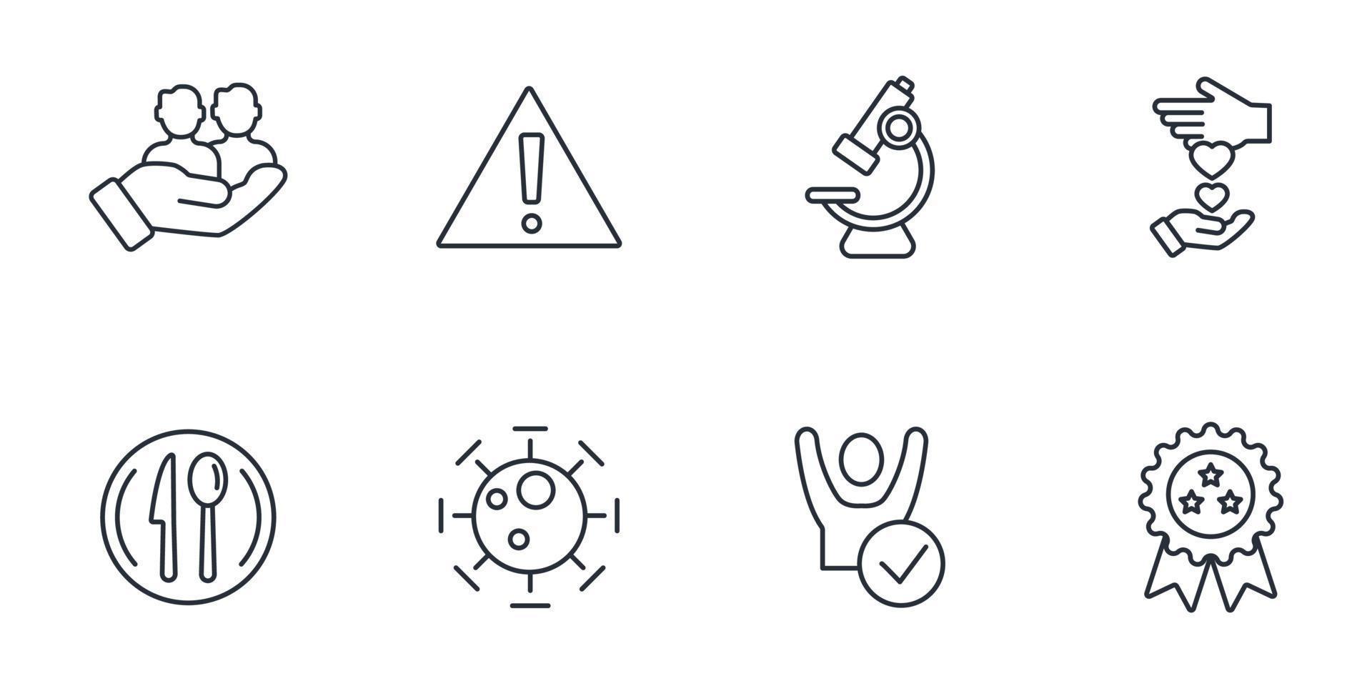 conjunto de iconos de seguridad alimentaria. elementos de vector de símbolo de paquete de seguridad alimentaria para web de infografía
