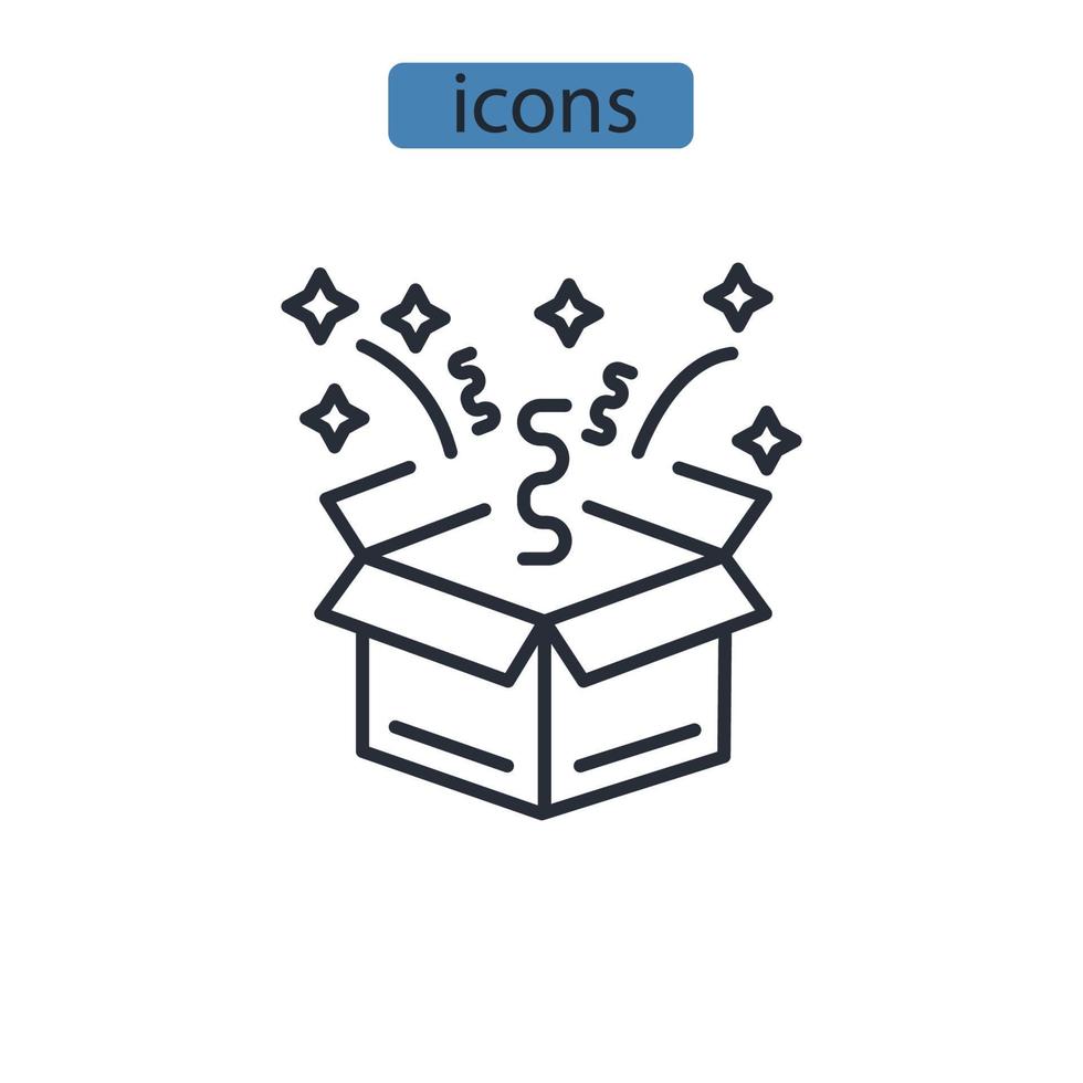 caja sorpresa iconos símbolo elementos vectoriales para infografía web vector