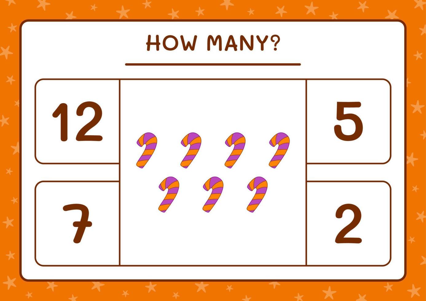 How many Candy, game for children. Vector illustration, printable worksheet
