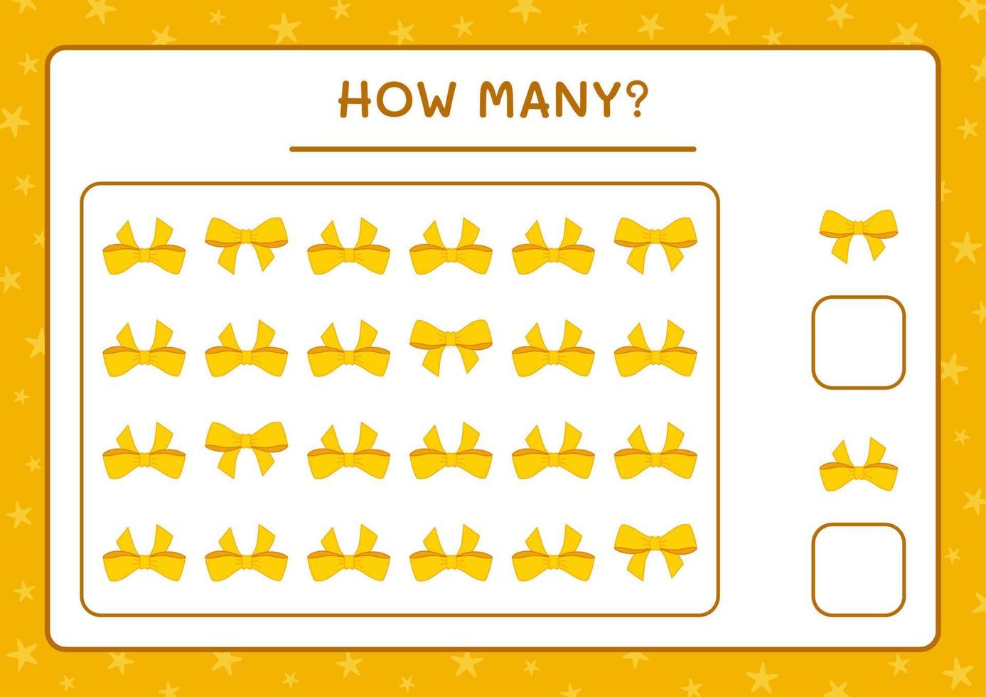 How many ribbon, game for children. Vector illustration, printable worksheet