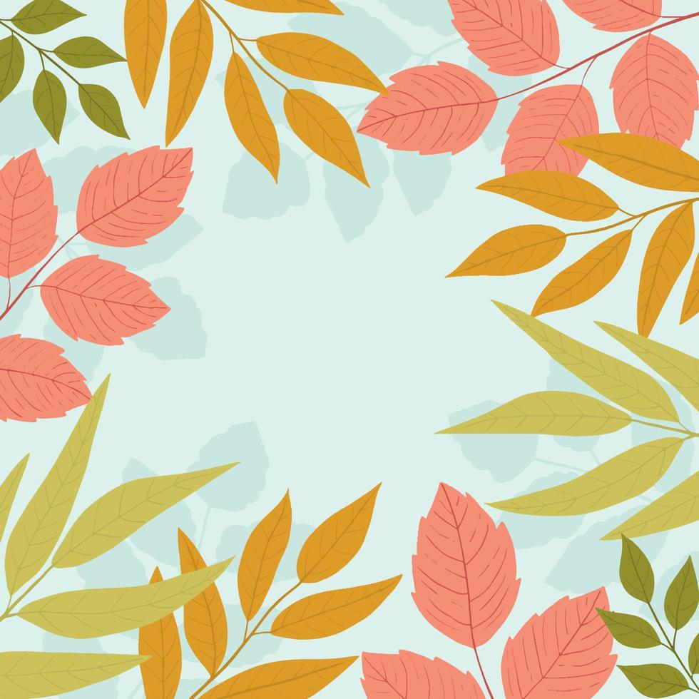 Autumn floral background with colorful tree leaves vector