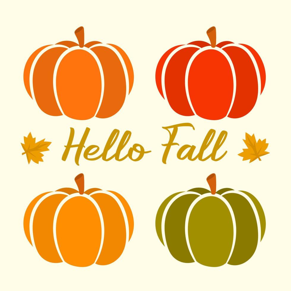 Pumpkin in flat style. Vegetable from the farm. Hello fall. vector
