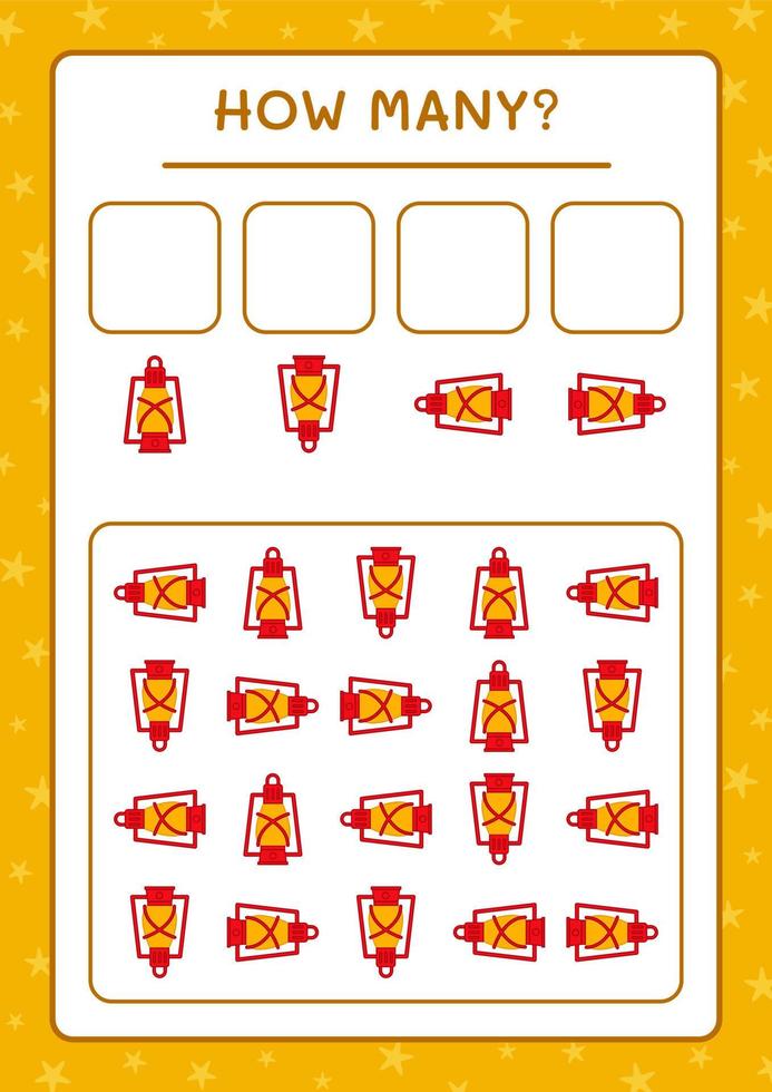 How many christmas lantern, game for children. Vector illustration, printable worksheet