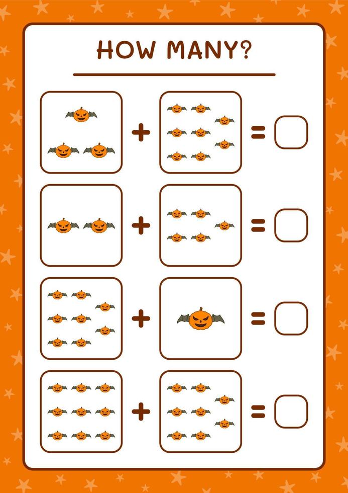 How many Pumpkin, game for children. Vector illustration, printable worksheet