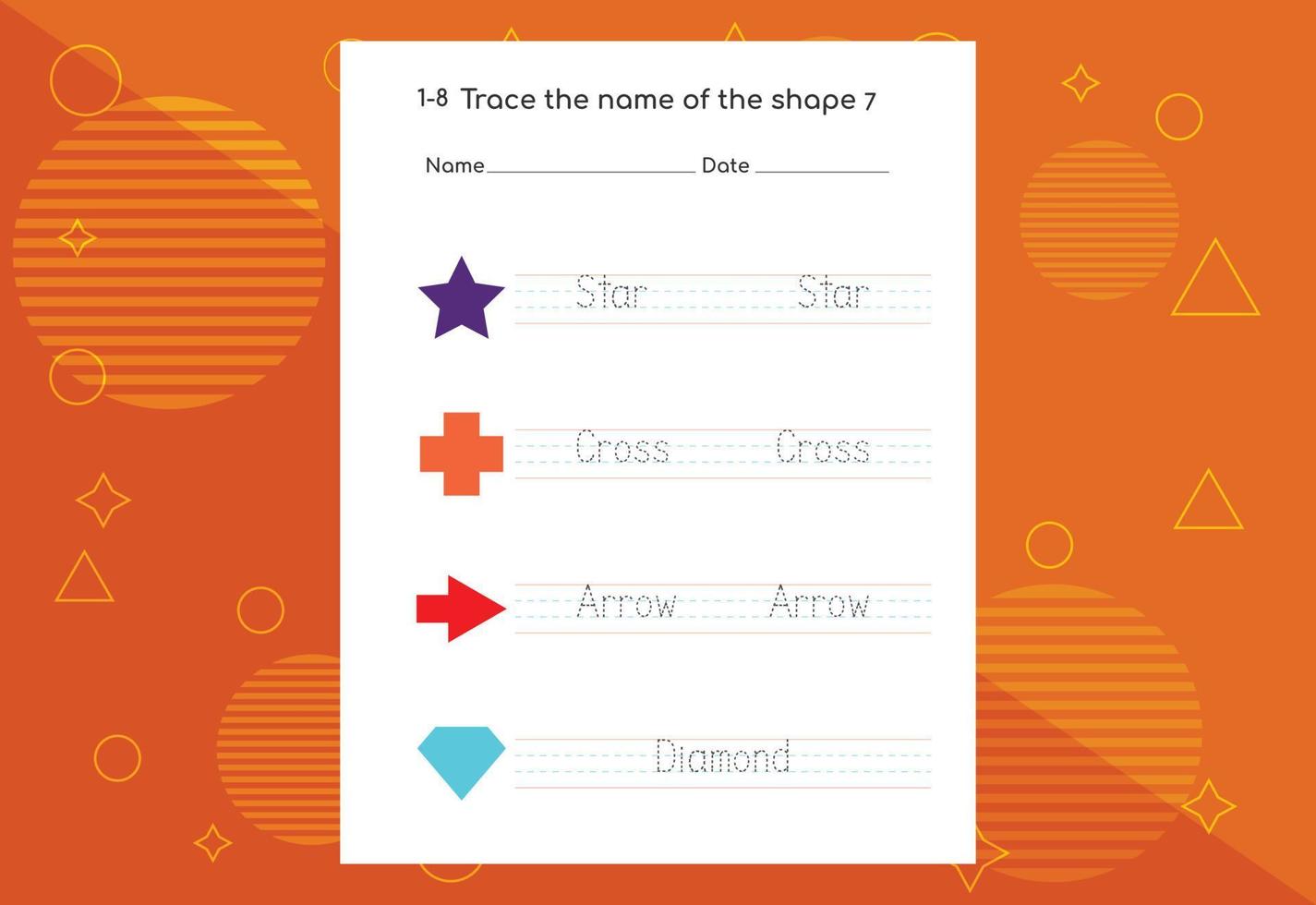 Word tracing worksheets for kids. Letters trace exercises for kids vector
