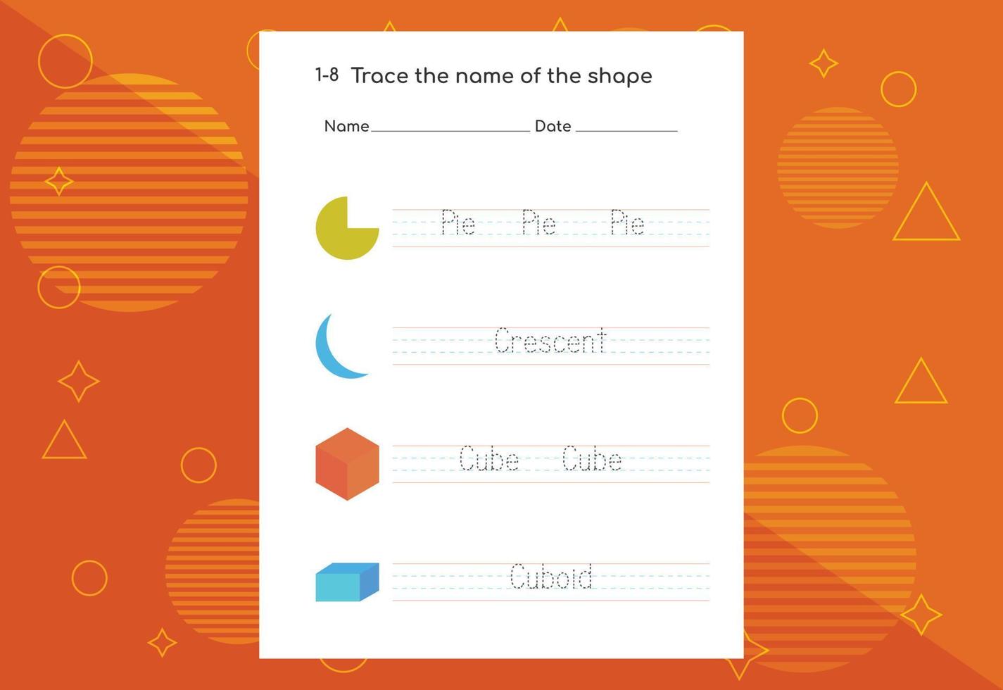 Word tracing worksheets for kids. Letters trace exercises for kids vector