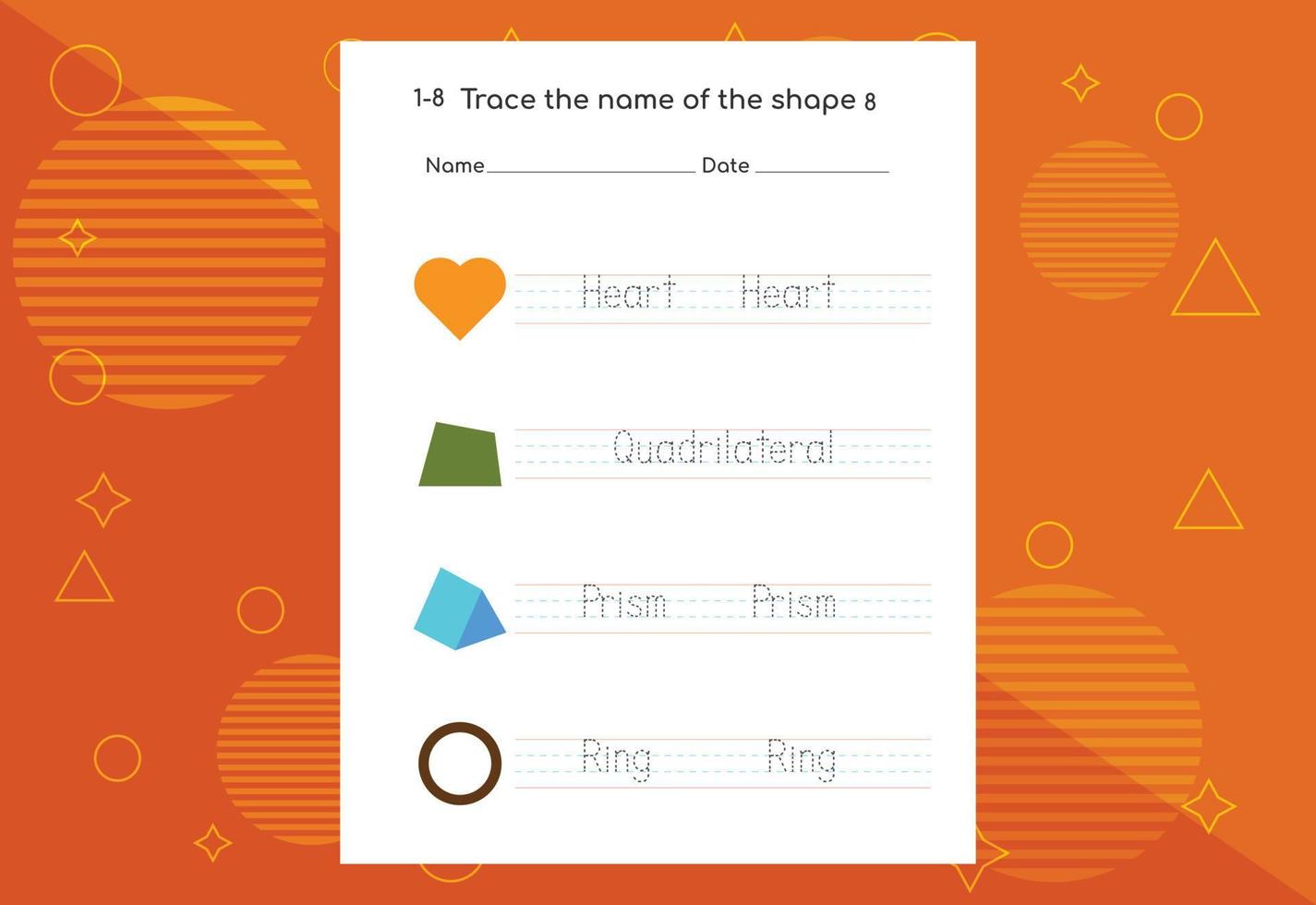 Word tracing worksheets for kids. Letters trace exercises for kids vector