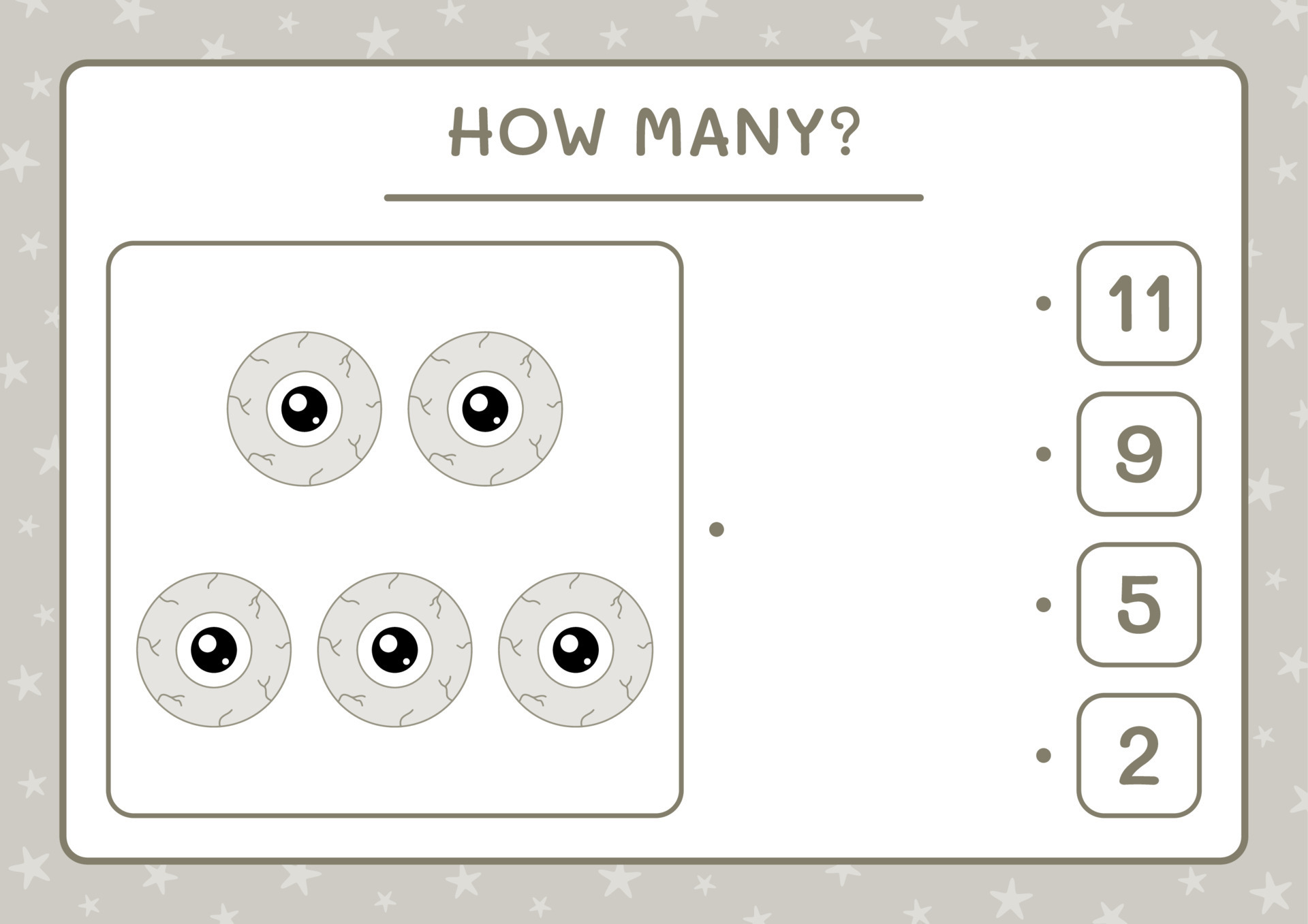 How many Eye, game for children. Vector illustration, printable