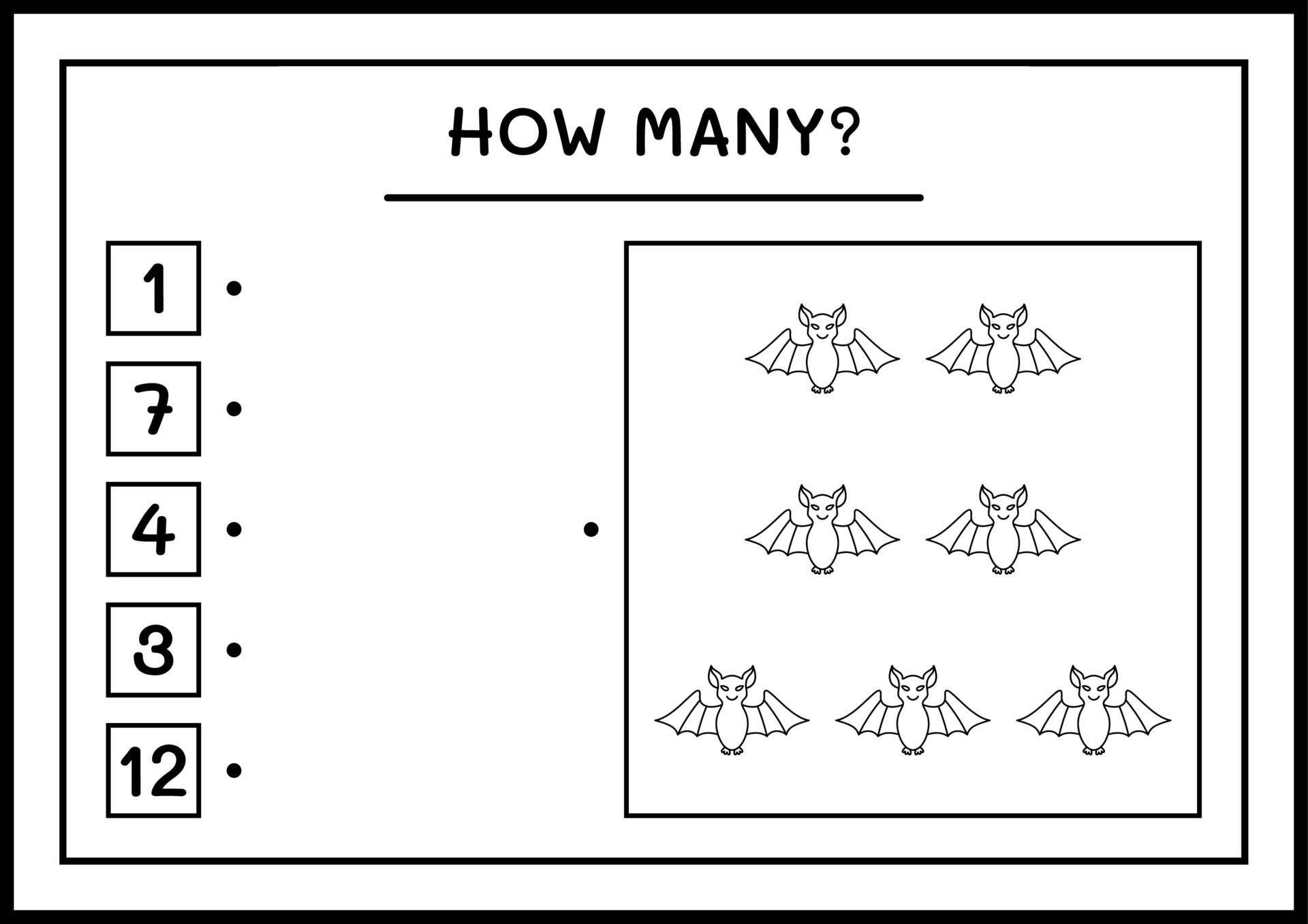 How many Bat, game for children. Vector illustration, printable