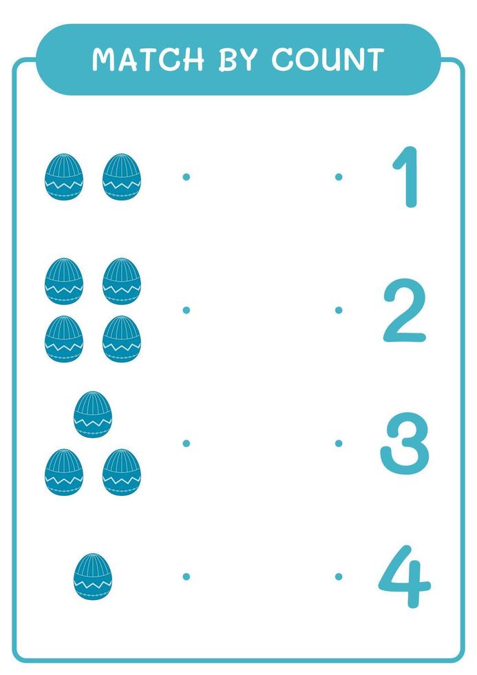 partido por conteo de huevos de pascua, juego para niños. ilustración vectorial, hoja de cálculo imprimible vector