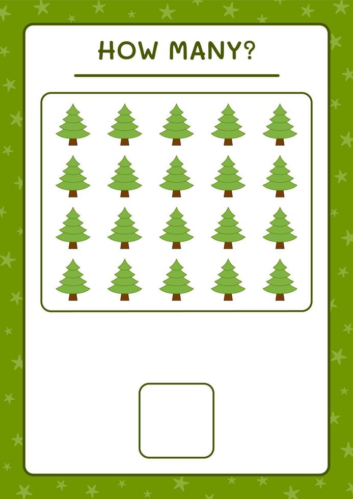 How many christmas tree, game for children. Vector illustration, printable worksheet