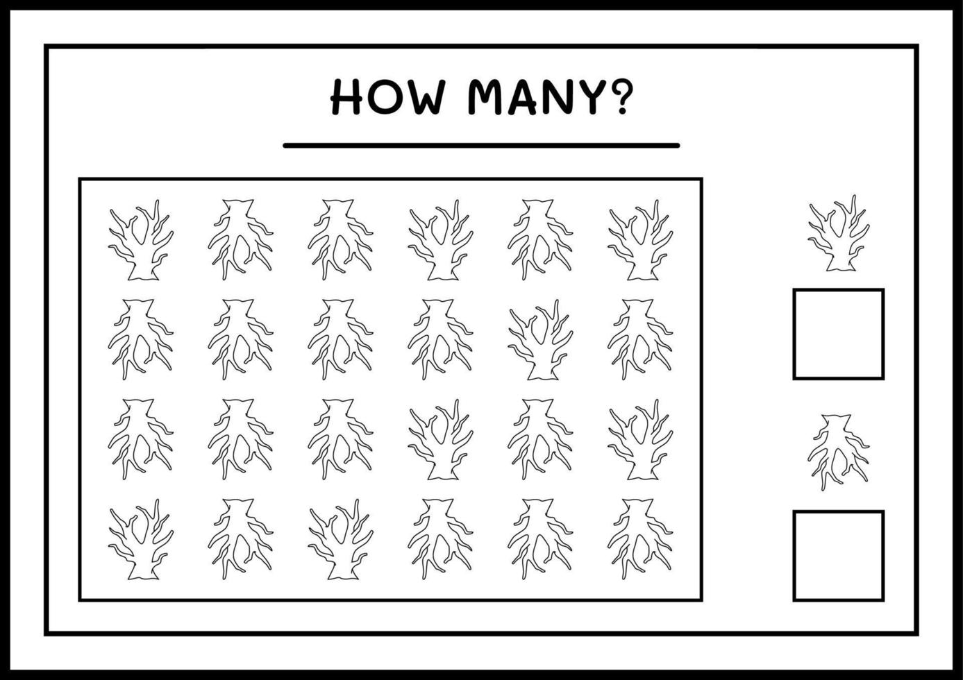 How many Dead Tree, game for children. Vector illustration, printable worksheet