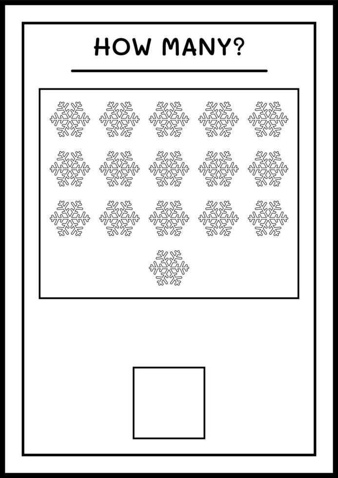How many snowflake, game for children. Vector illustration, printable worksheet