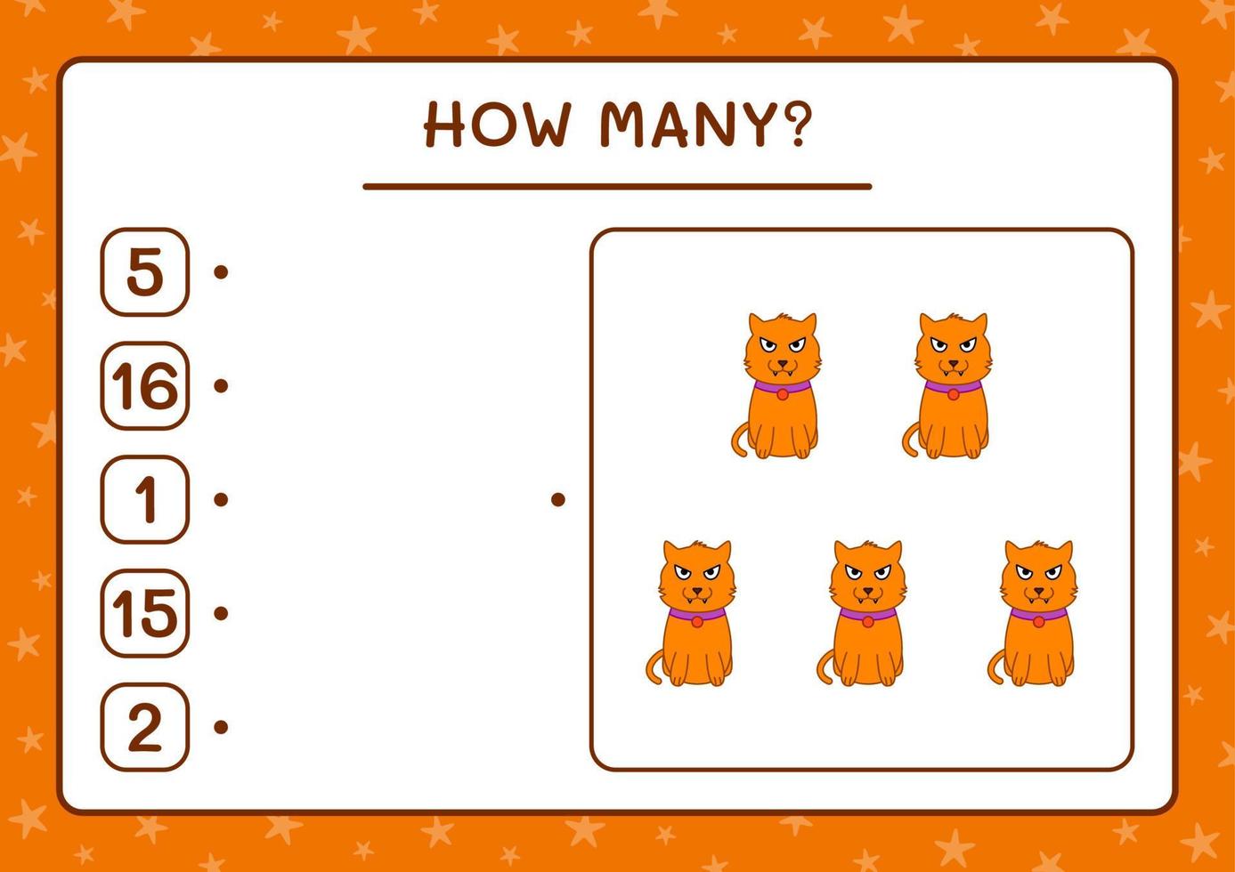 How many Cat, game for children. Vector illustration, printable worksheet