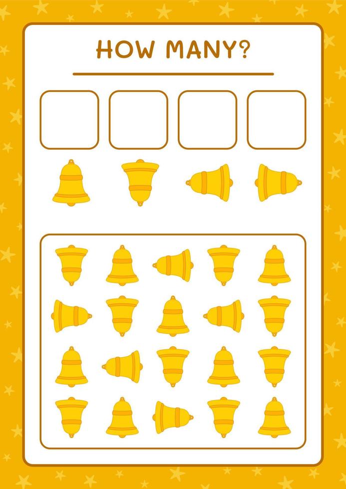 How many christmas bell, game for children. Vector illustration, printable worksheet