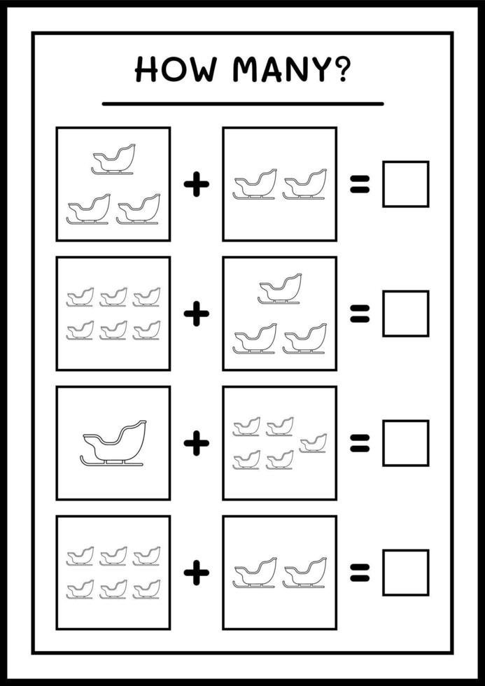 How many santa claus sleigh, game for children. Vector illustration, printable worksheet