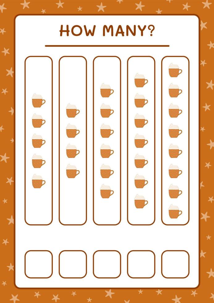 cuantas tazas navideñas, juego para niños. ilustración vectorial, hoja de cálculo imprimible vector