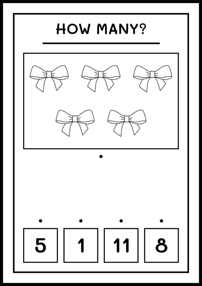 How many ribbon, game for children. Vector illustration, printable worksheet