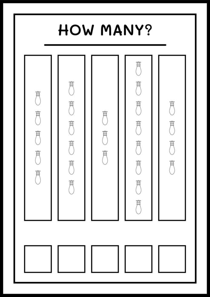 How many christmas light, game for children. Vector illustration, printable worksheet