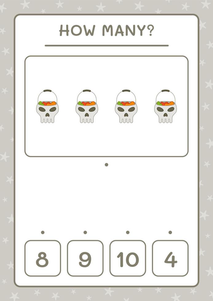 cuantas calaveras, juego para niños. ilustración vectorial, hoja de cálculo imprimible vector