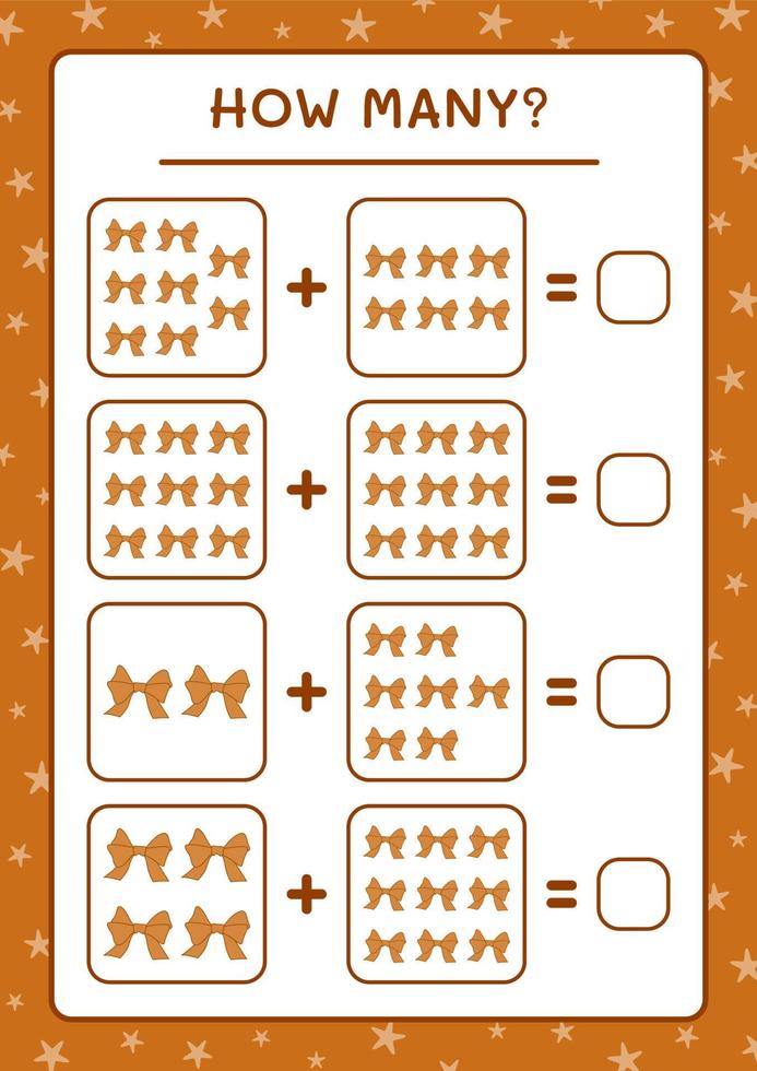 How many ribbon, game for children. Vector illustration, printable worksheet
