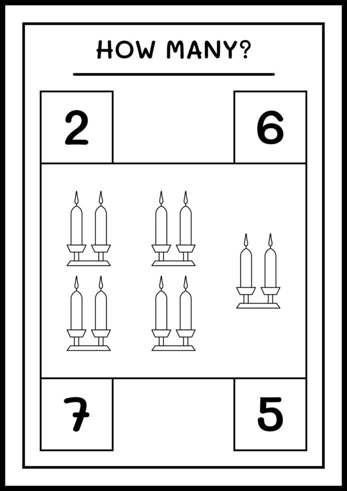 cuantas velas navideñas, juego para niños. ilustración vectorial, hoja de cálculo imprimible vector